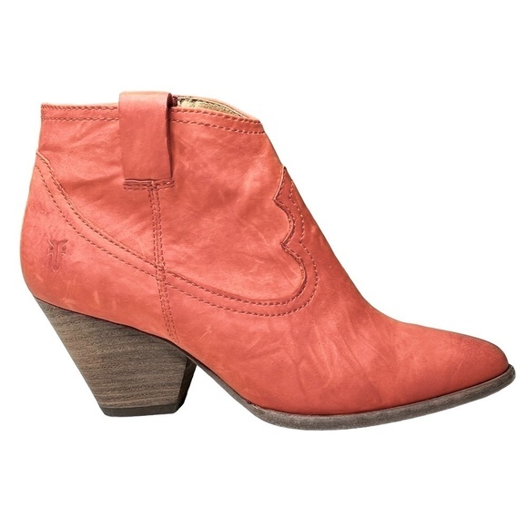 FRYE Reina Orange Leather Suede Ankle Booties Boots Women's Size 6M - Picture 1 of 16
